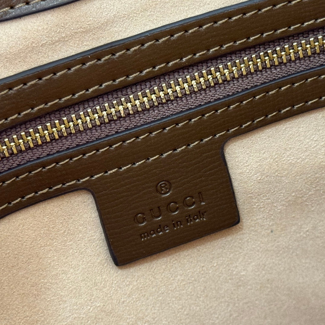 GG Jackie 1961 Shoulder Bag Brown Beige Canvas Lambskin 292674