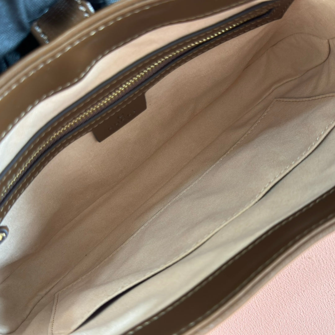 GG Jackie 1961 Shoulder Bag Brown Beige Canvas Lambskin 292674
