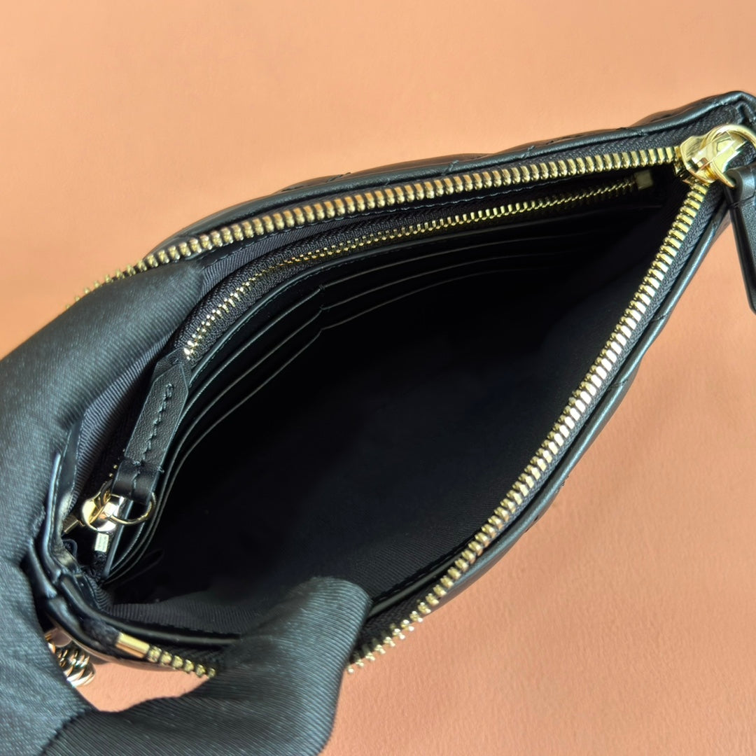 GG Marmont Pochette With Chain Black Cowhide 255061