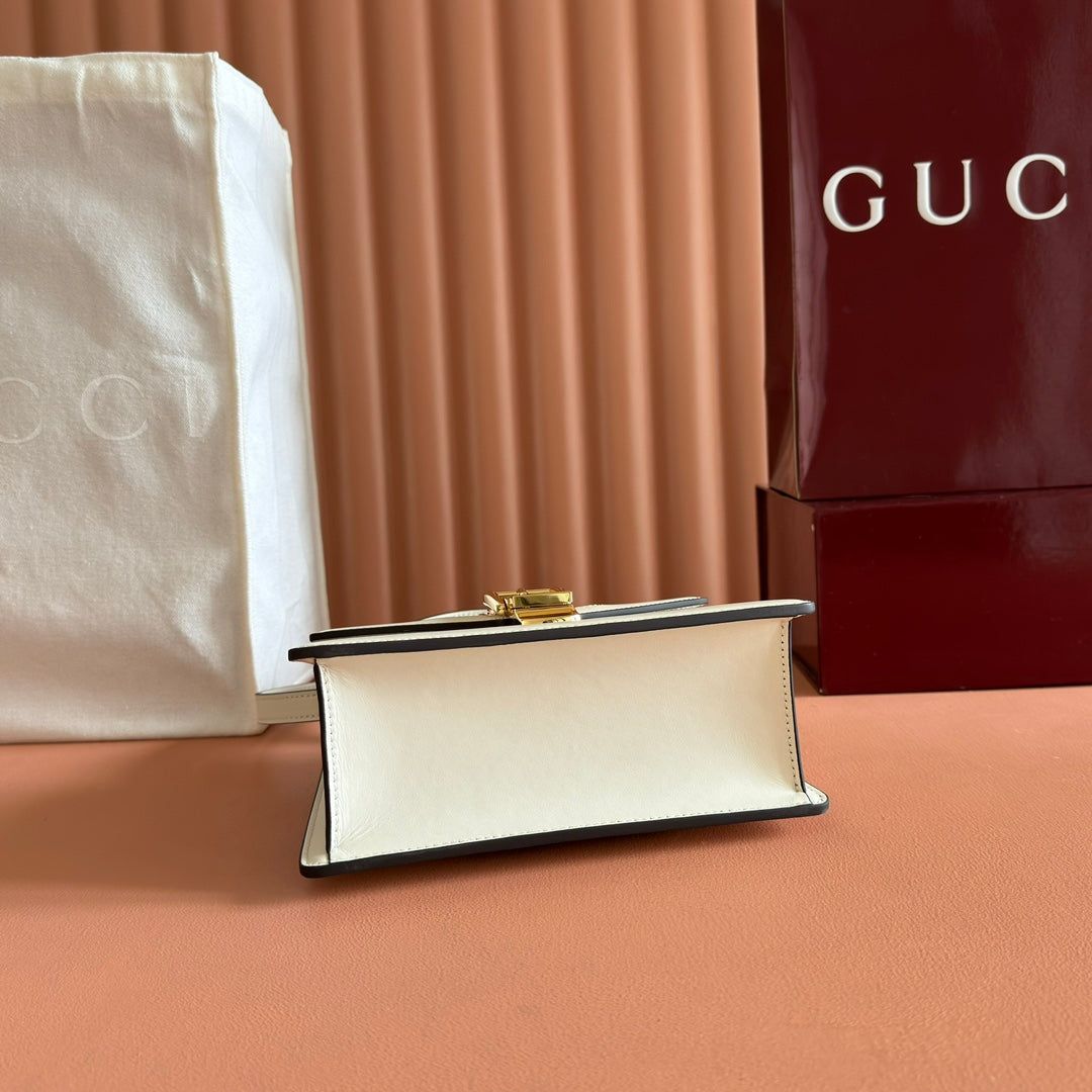 GG Sylvie Mini Chain Bag White Lambskin 285220
