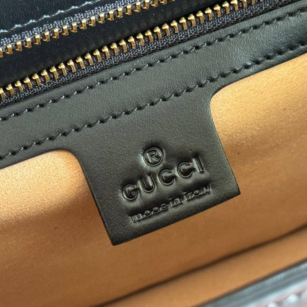 GG Sylvie Mini Chain Flap Bag Black Lambskin 285222