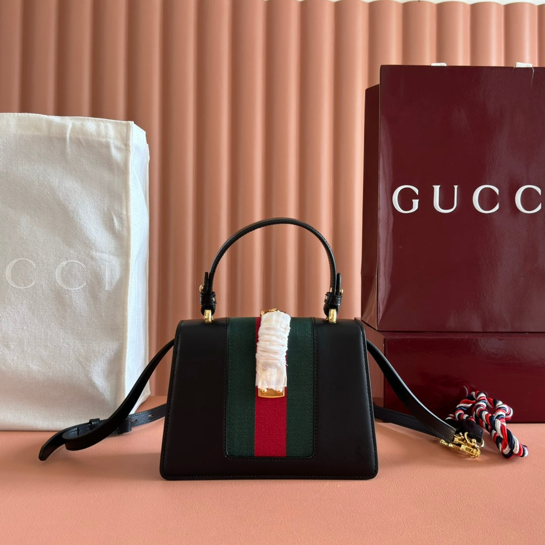 GG Sylvie Mini Chain Bag Black Lambskin