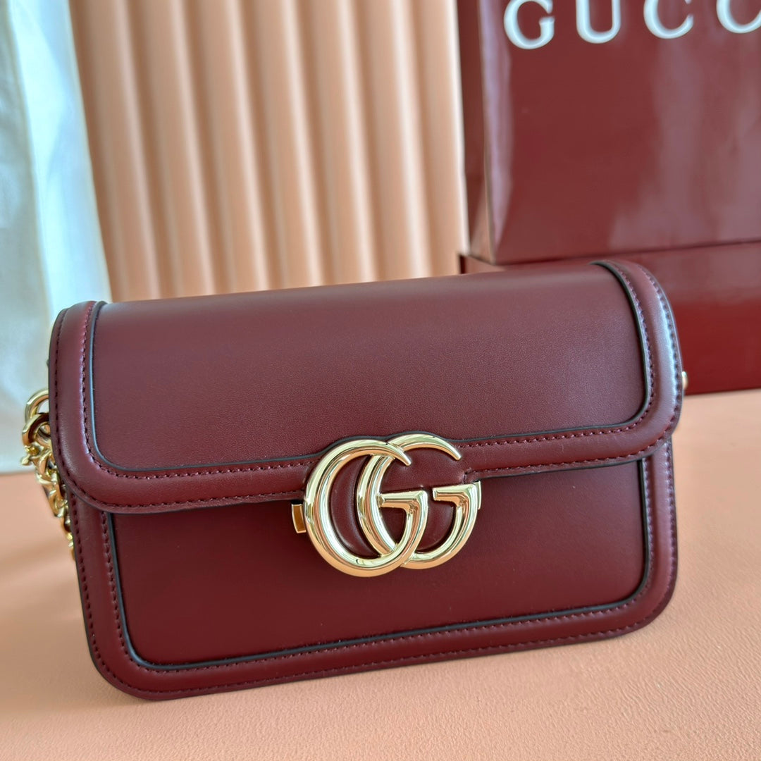 GG Go Small Shoulder Bag Dark Burgundy Cafskin 272153