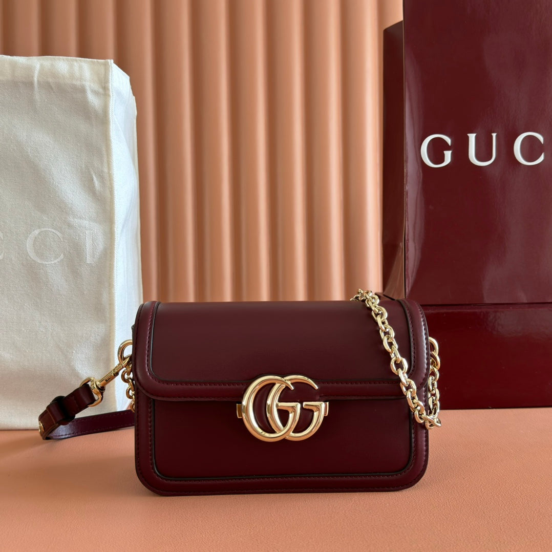 GG Go Small Shoulder Bag Dark Burgundy Cafskin 272153