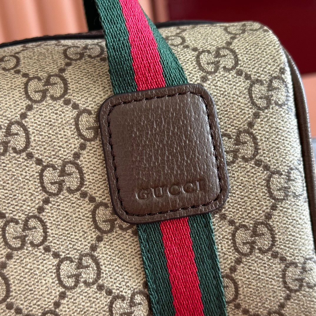 Gucci Boston Bag 20 Brown Beige Taupe Canvas Leather 285237