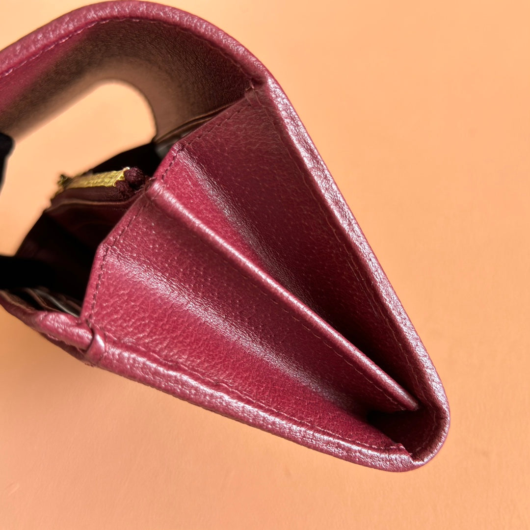 GG Ophidia Continental Wallet Burgundy Brown Beige Canvas Leather