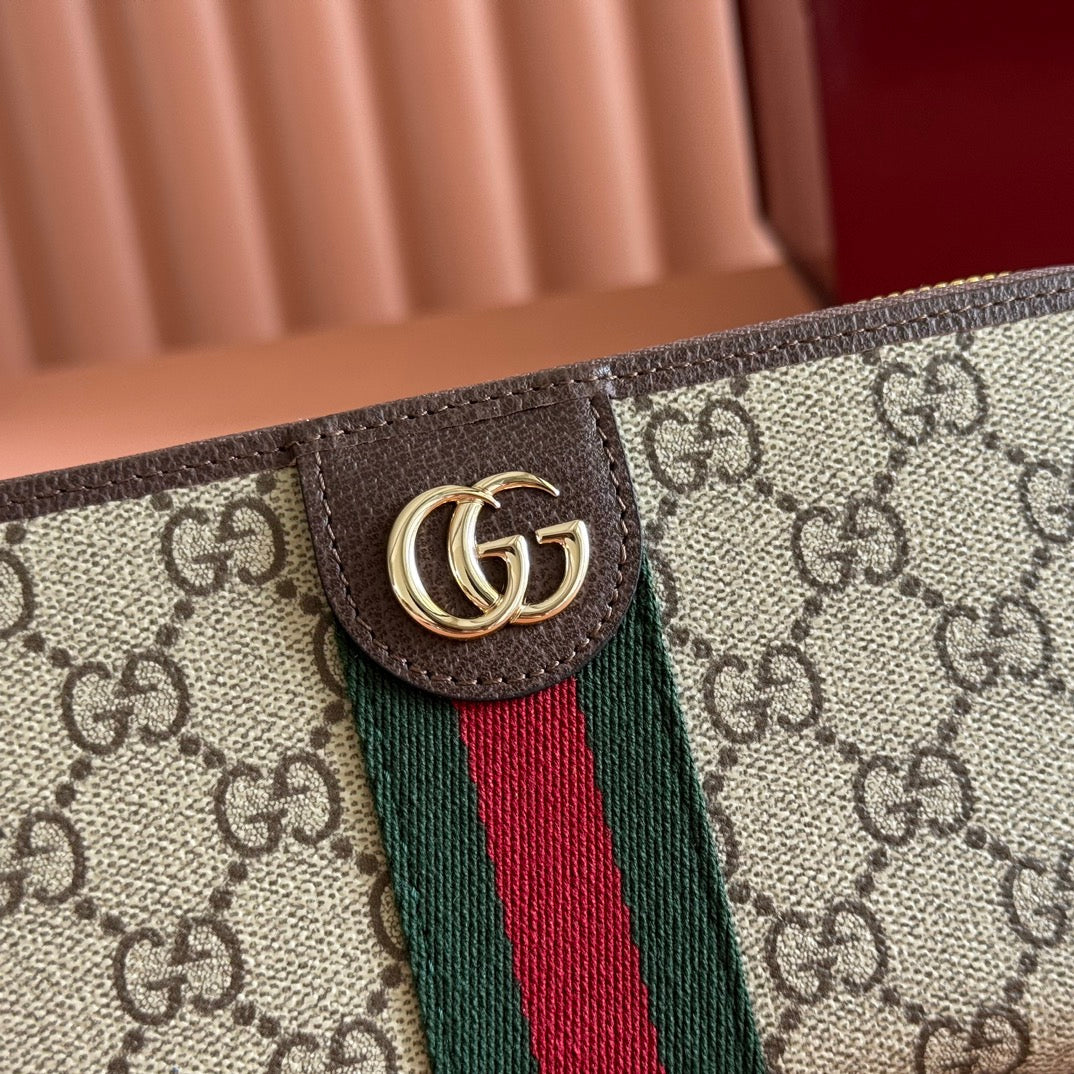 GG Ophidia Zip Around Wallet Brown Beige Canvas Leather