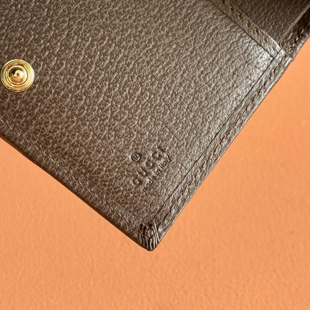 GG Ophidia Small Wallet Brown Beige Canvas Leather
