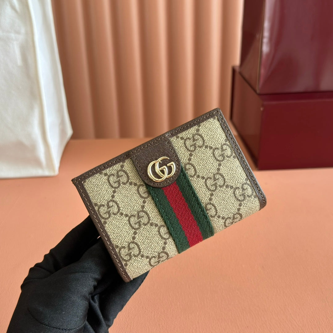 GG Ophidia Small Wallet Brown Beige Canvas Leather