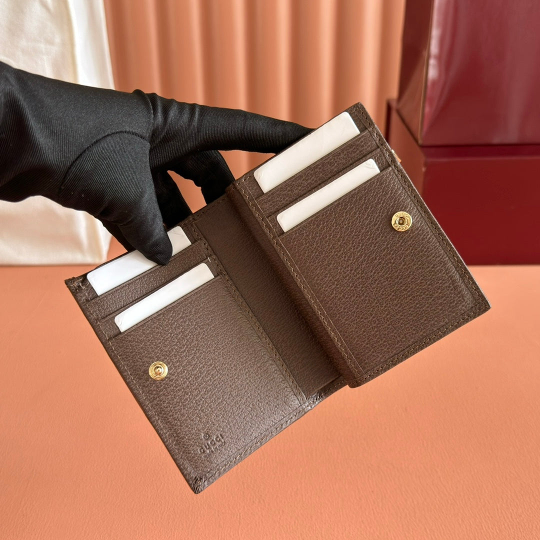 GG Ophidia Small Wallet Brown Beige Canvas Leather