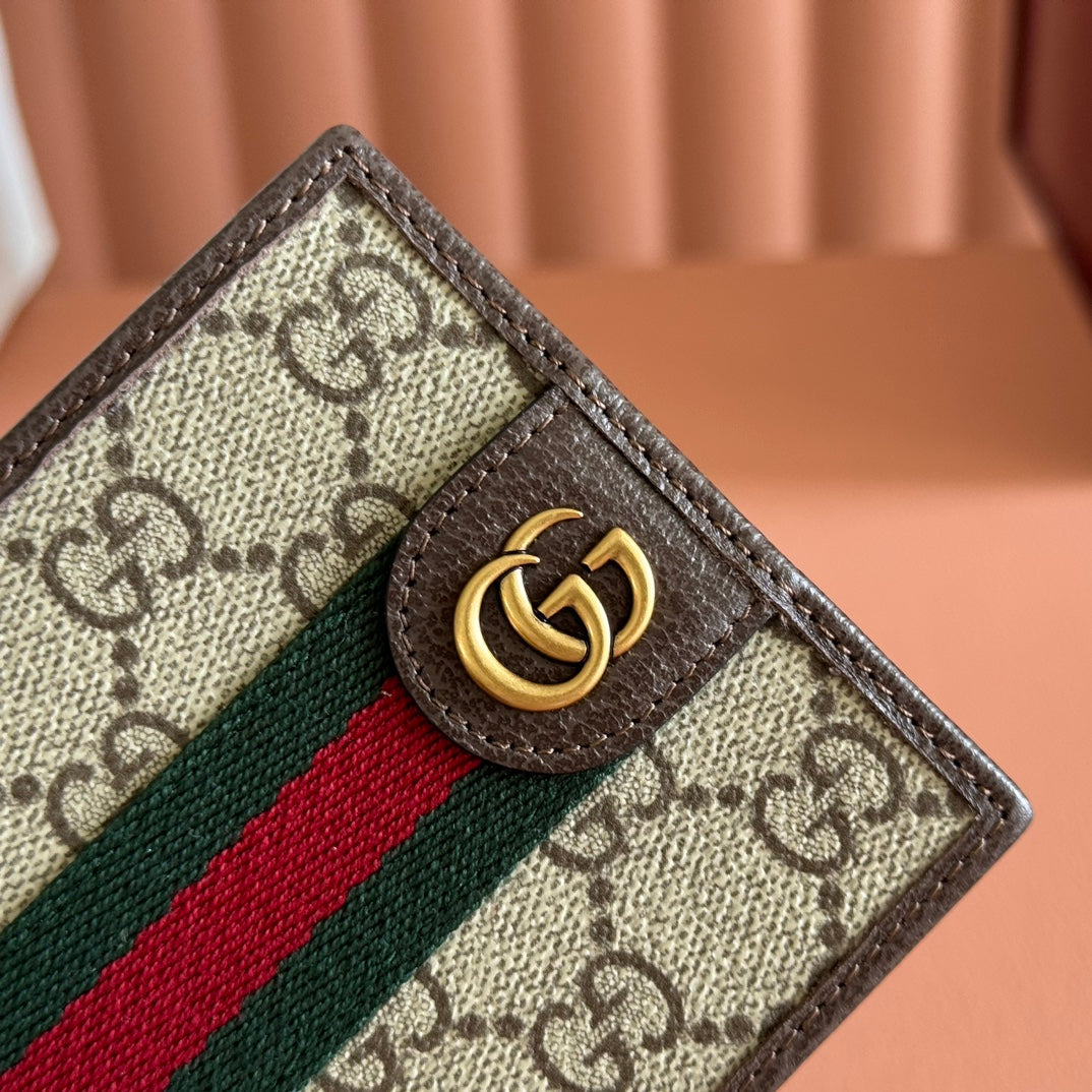 GG Ophidia Bi-Fold Wallet Brown Beige Canvas Leather