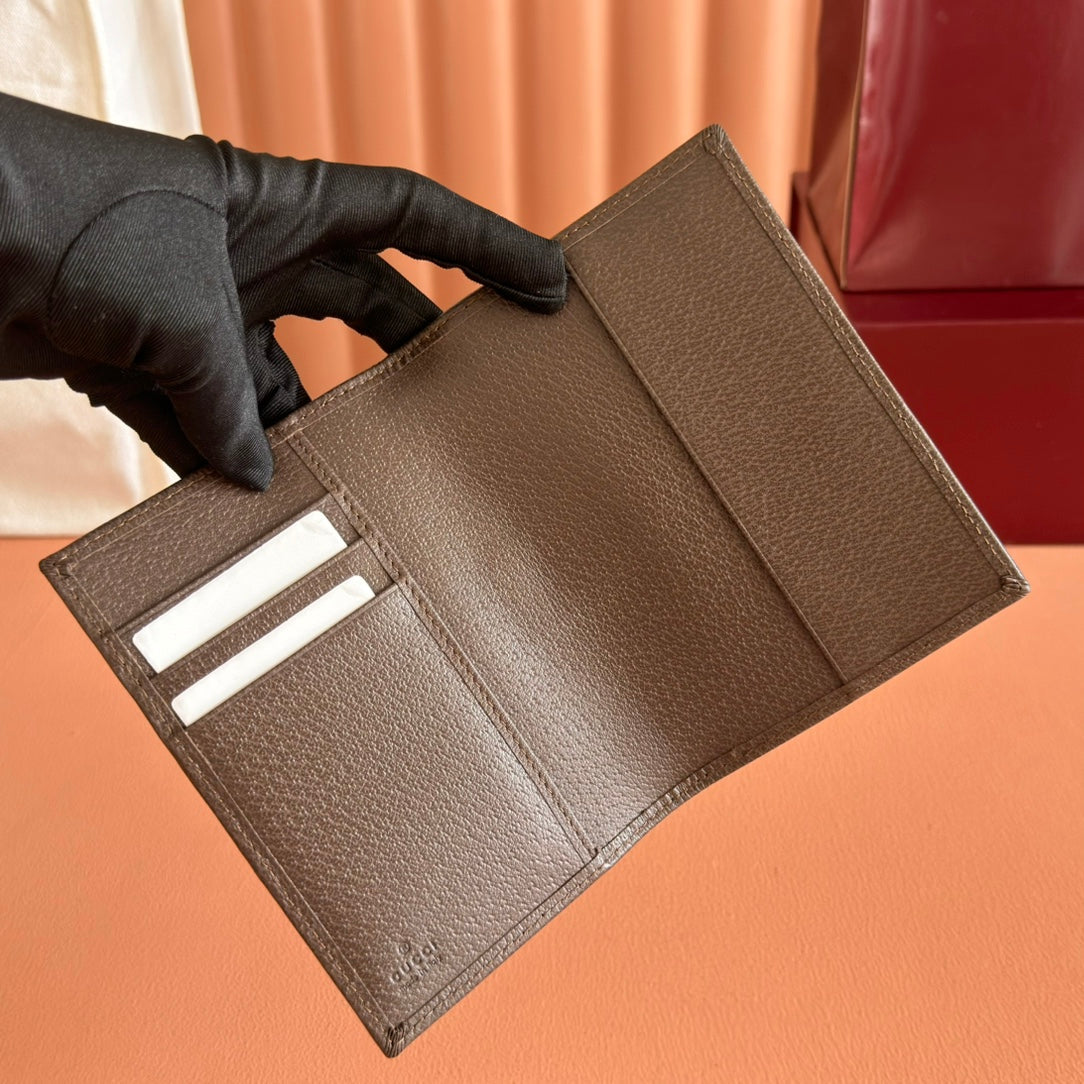 GG Ophidia Passport Case Brown Beige Canvas Leather