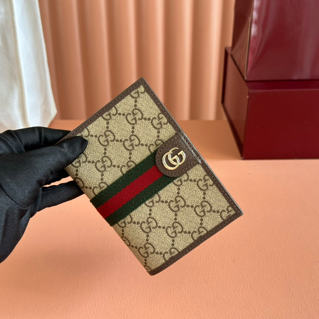 GG Ophidia Passport Case Brown Beige Canvas Leather