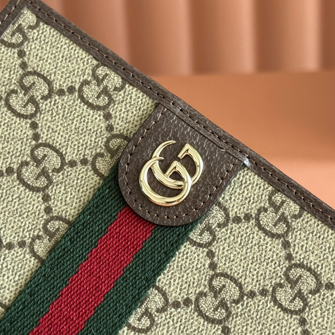 GG Ophidia Passport Case Brown Beige Canvas Leather