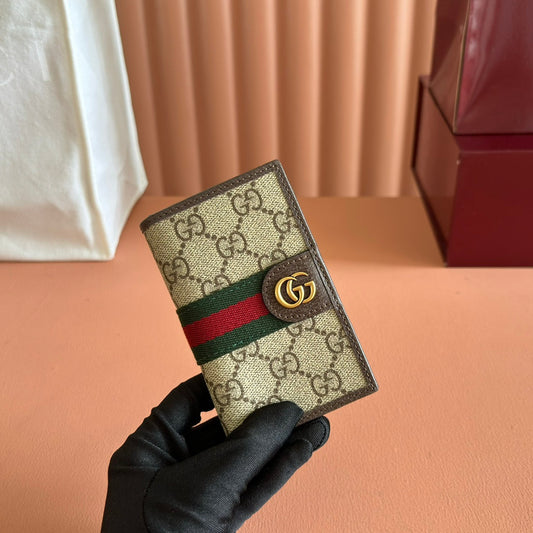 GG Ophidia Long Card Case Brown Beige Canvas Leather