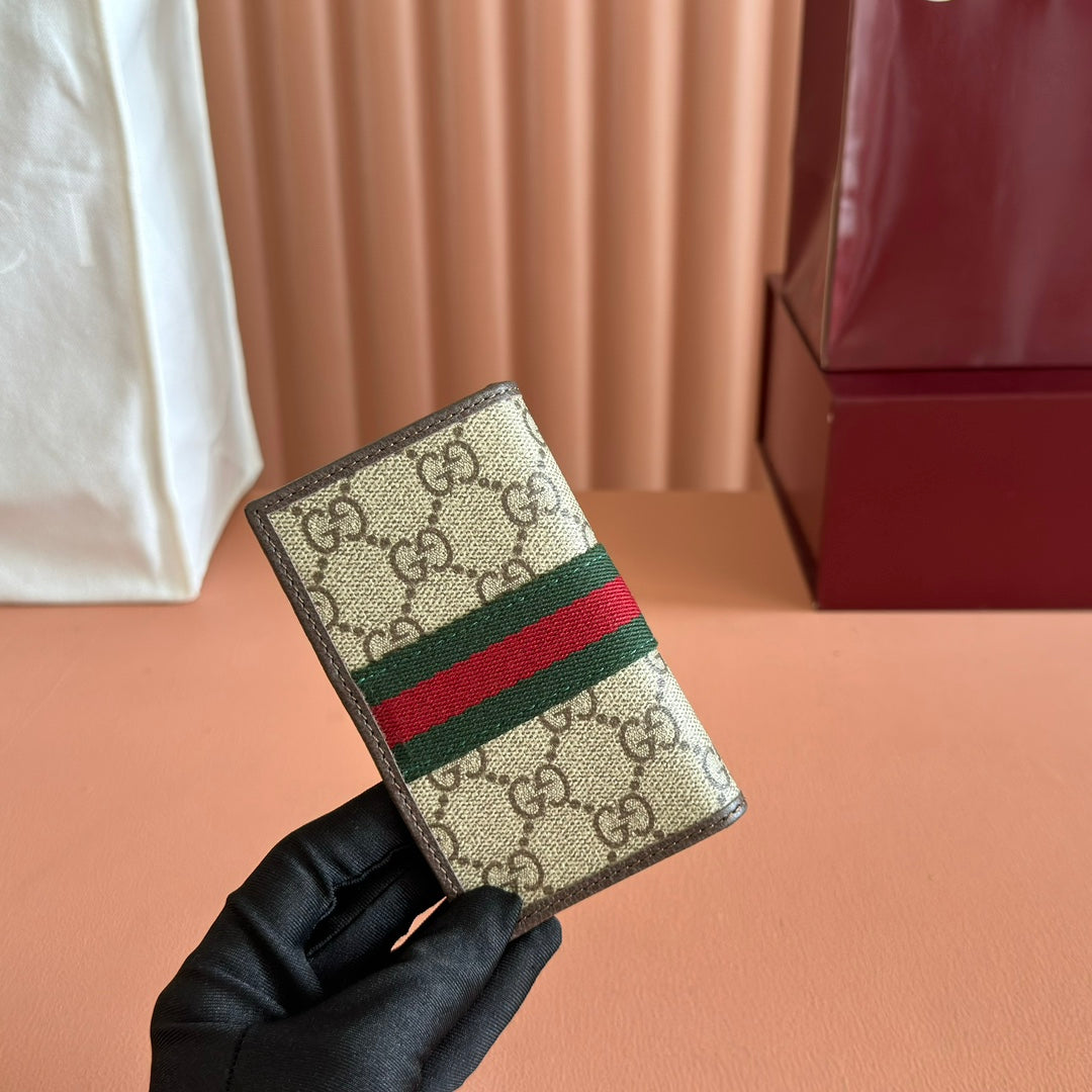 GG Ophidia Long Card Case Brown Beige Canvas Leather