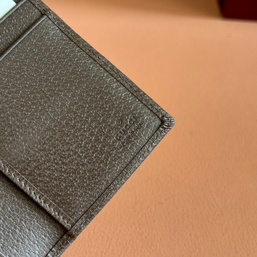 GG Ophidia Long Card Case Brown Beige Canvas Leather