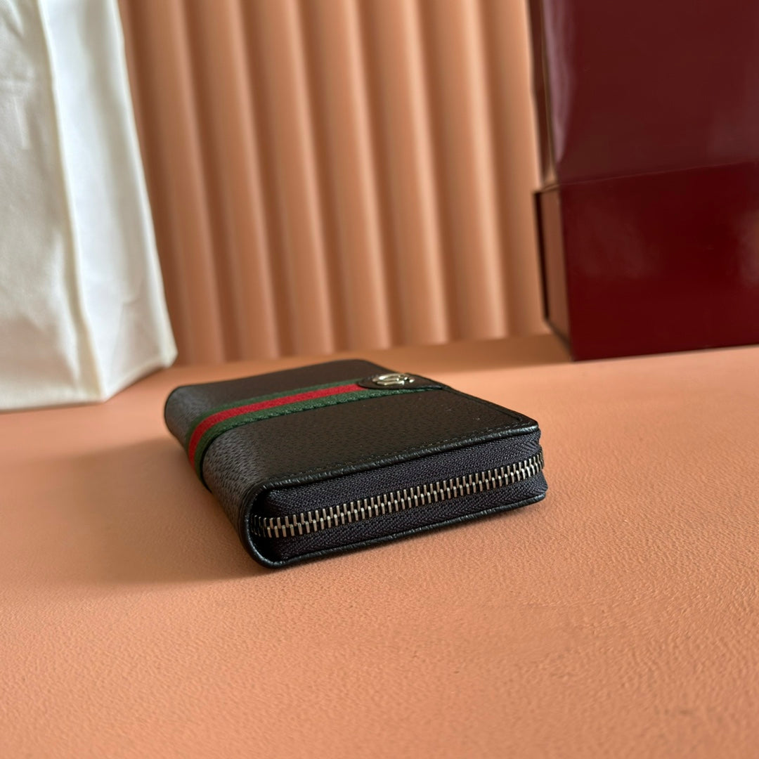 GG Ophidia Zip Around Wallet Black Leather