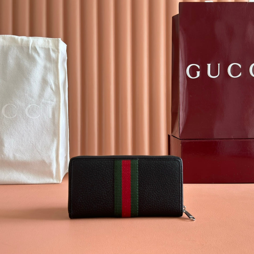 GG Ophidia Zip Around Wallet Black Leather