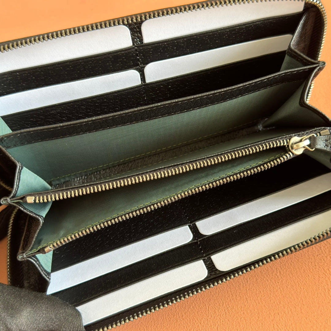 GG Ophidia Zip Around Wallet Black Leather