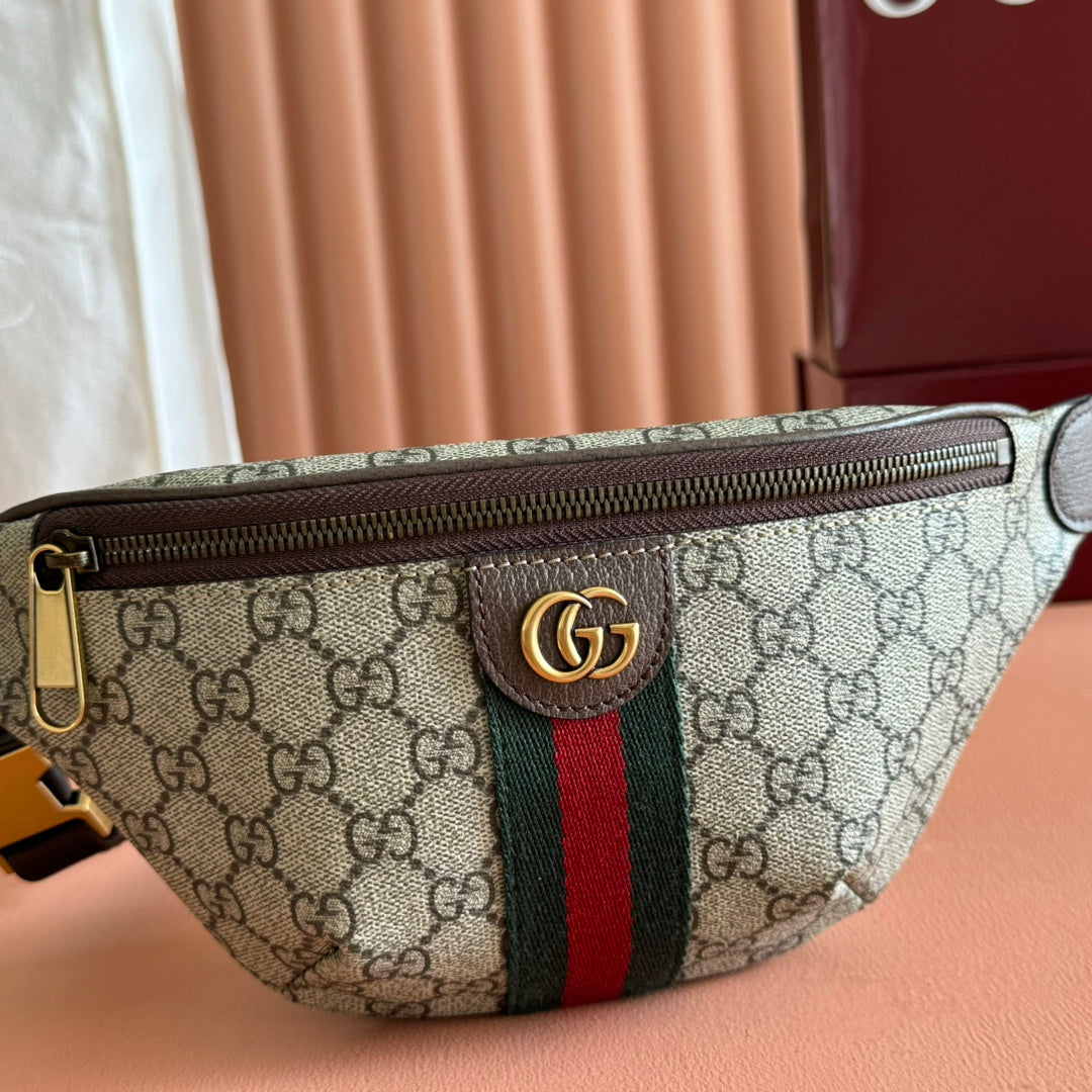 GG Ophidia Small Belt Bag Beige Canvas Leather 292597