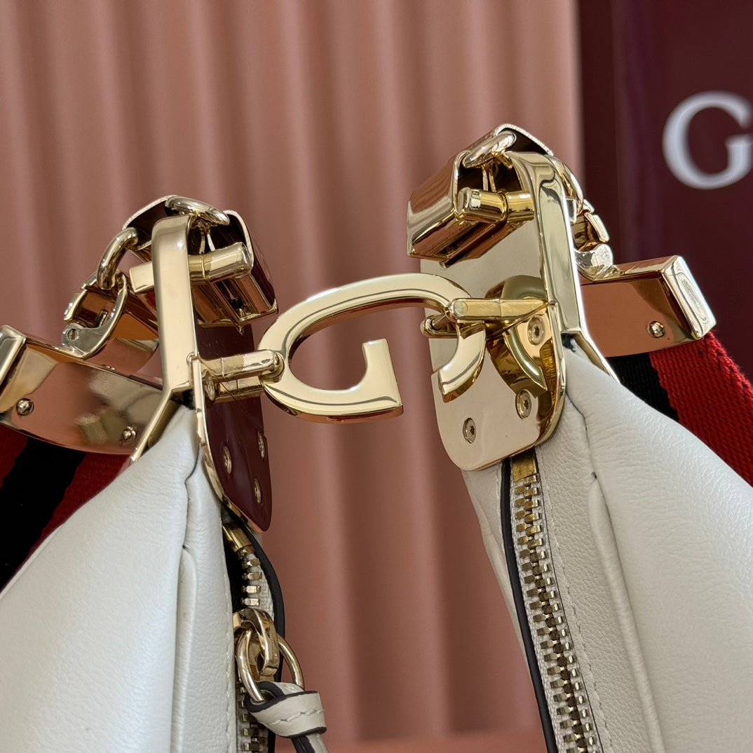 Gucci Attache Large Shoulder Bag 35cm White Leather