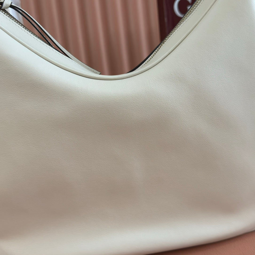 Gucci Attache Large Shoulder Bag 35cm White Leather