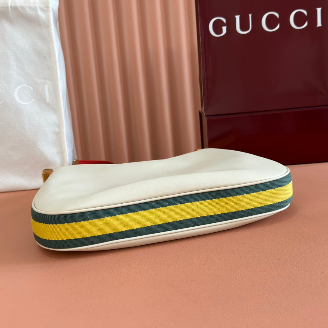 Gucci Attache Large Shoulder Bag 35cm White Leather