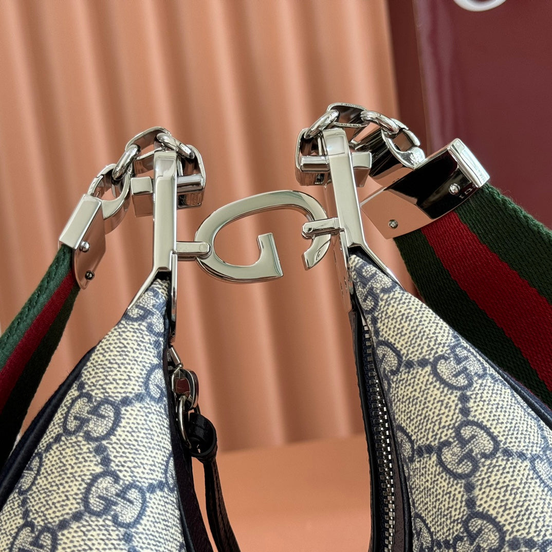 Gucci Attache Small Shoulder Bag 23cm Black White Canvas
