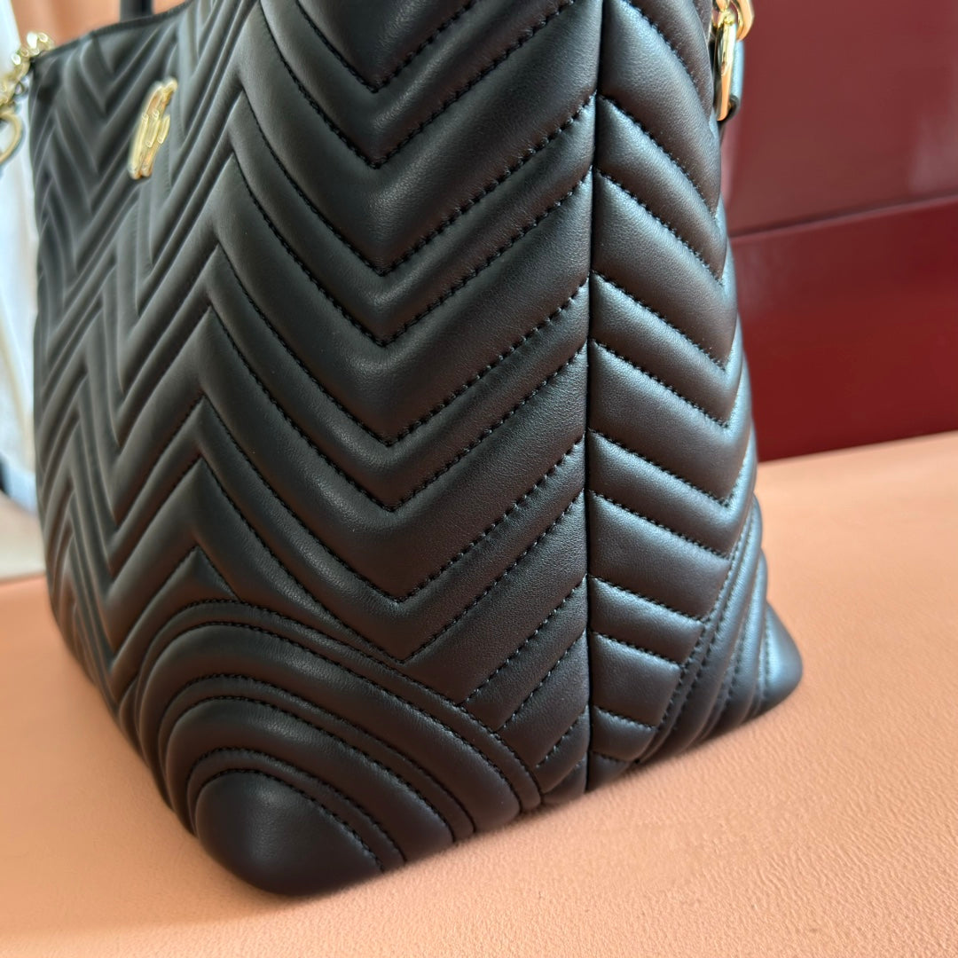 Gucci GG Marmont Large Tote Bag Black Quilted Leather