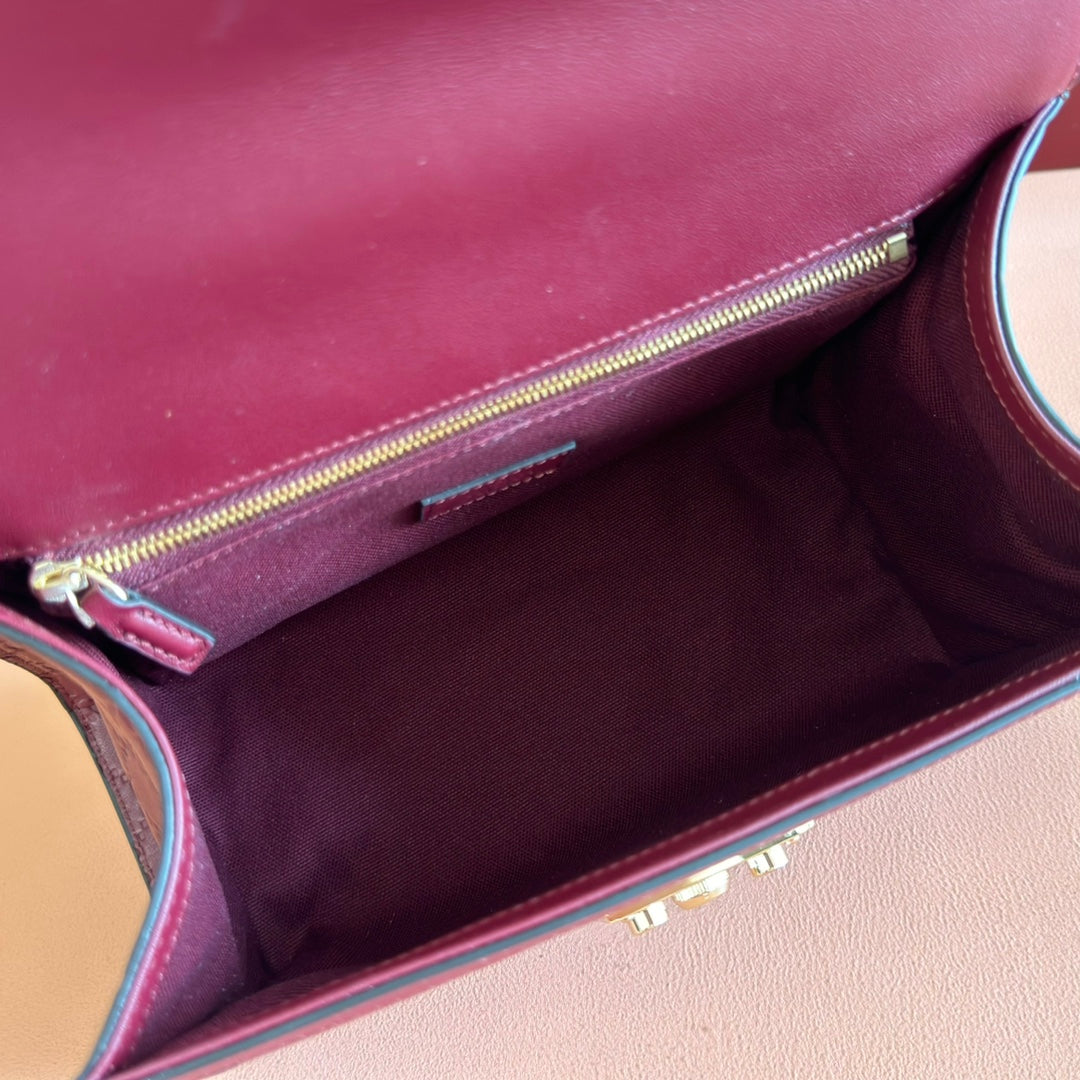 GG Padlock Handbag 26cm Burgundy GG Pattern Leather