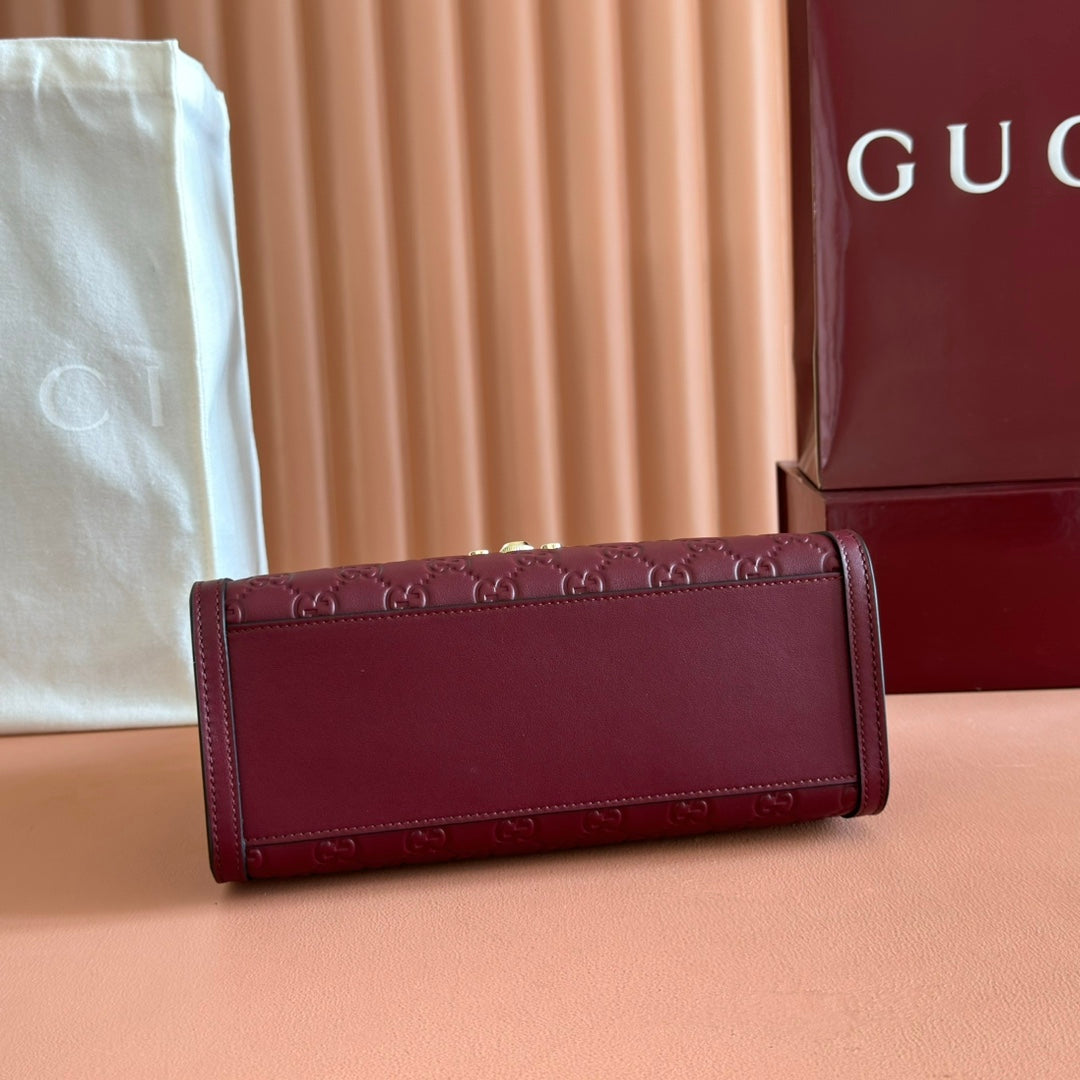 GG Padlock Handbag 26cm Burgundy GG Pattern Leather