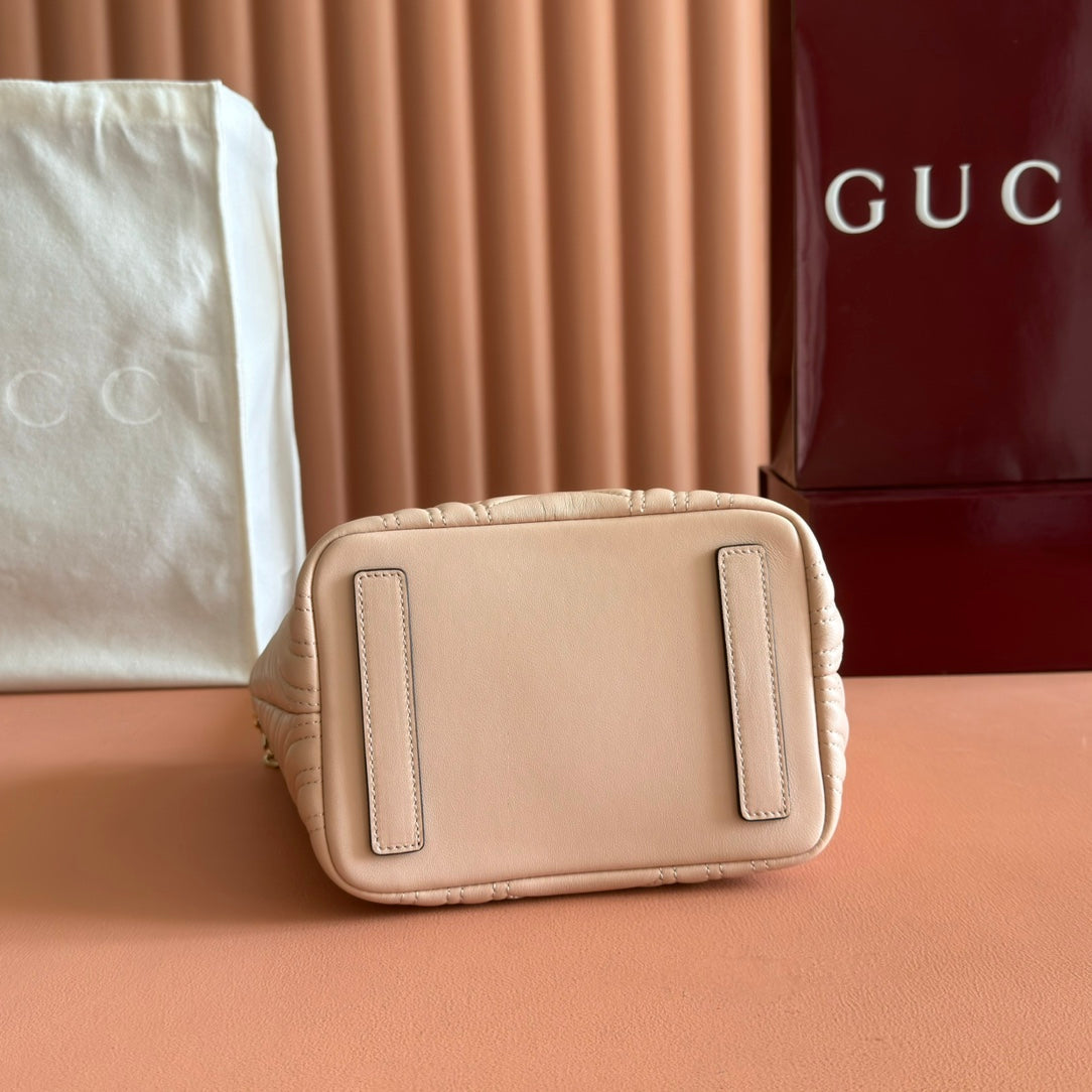 Gucci GG Marmont Small Tote Bag Muted Pink Quilted Leather