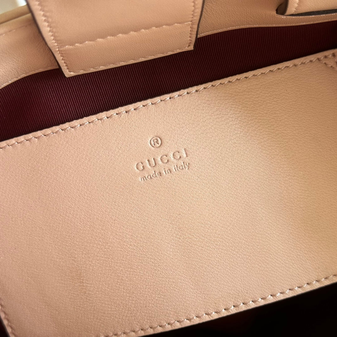 Gucci GG Marmont Small Tote Bag Muted Pink Quilted Leather