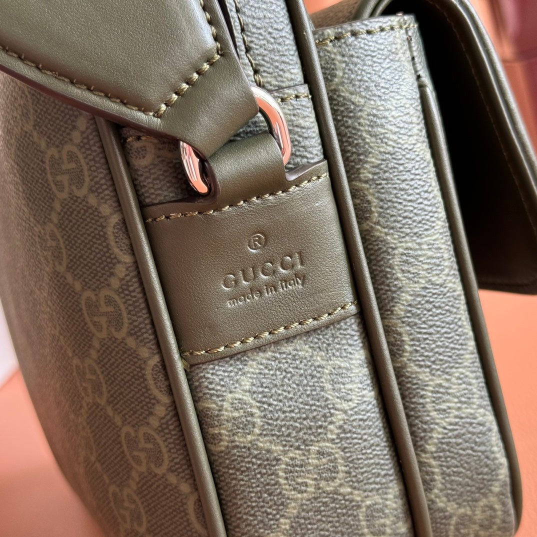 GG Monogram Small Crossbody Bag Forest Green Fabric