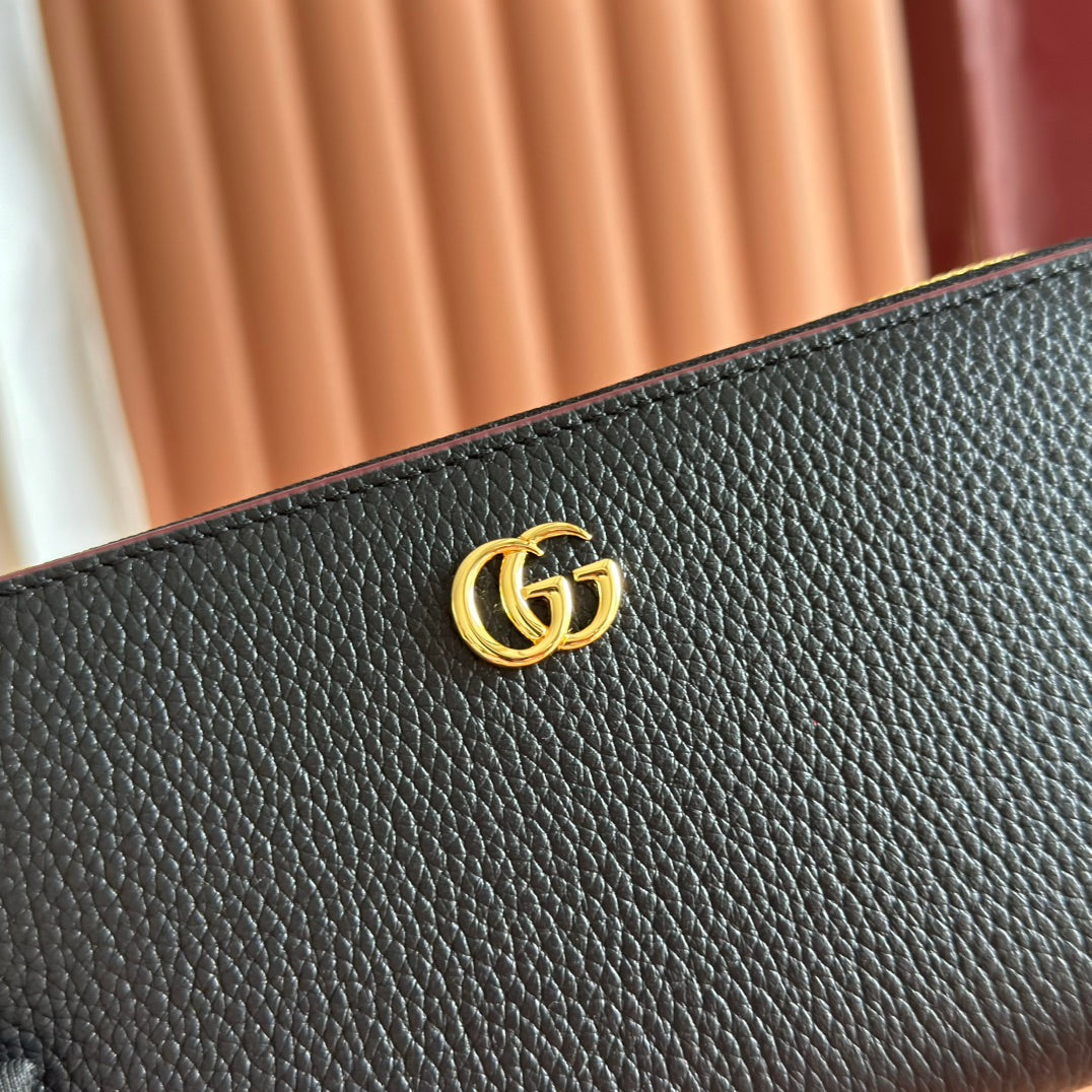 GG Marmont Zip Around Wallet Black Leather