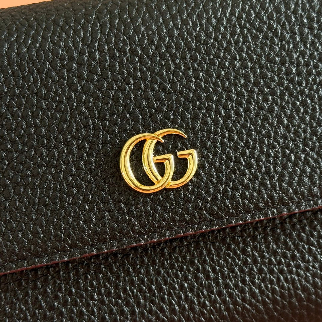GG Bi-Color Marmont Continental Wallet Black Leather