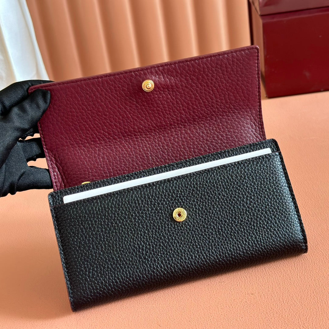 GG Bi-Color Marmont Continental Wallet Black Leather