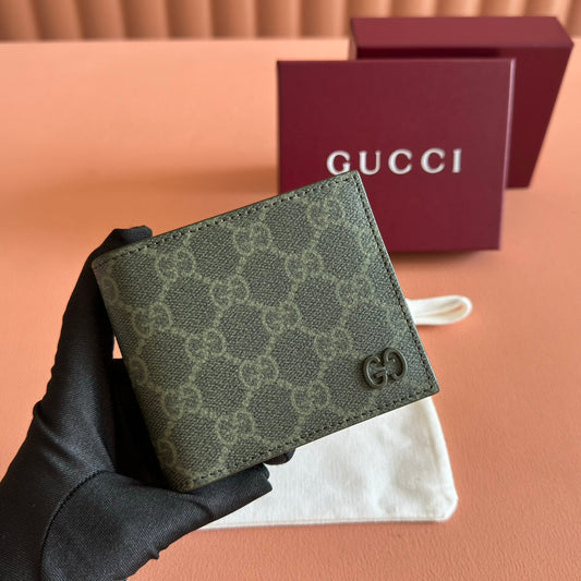 GG Monogram Bi-Fold Wallet Forest Green Fabric