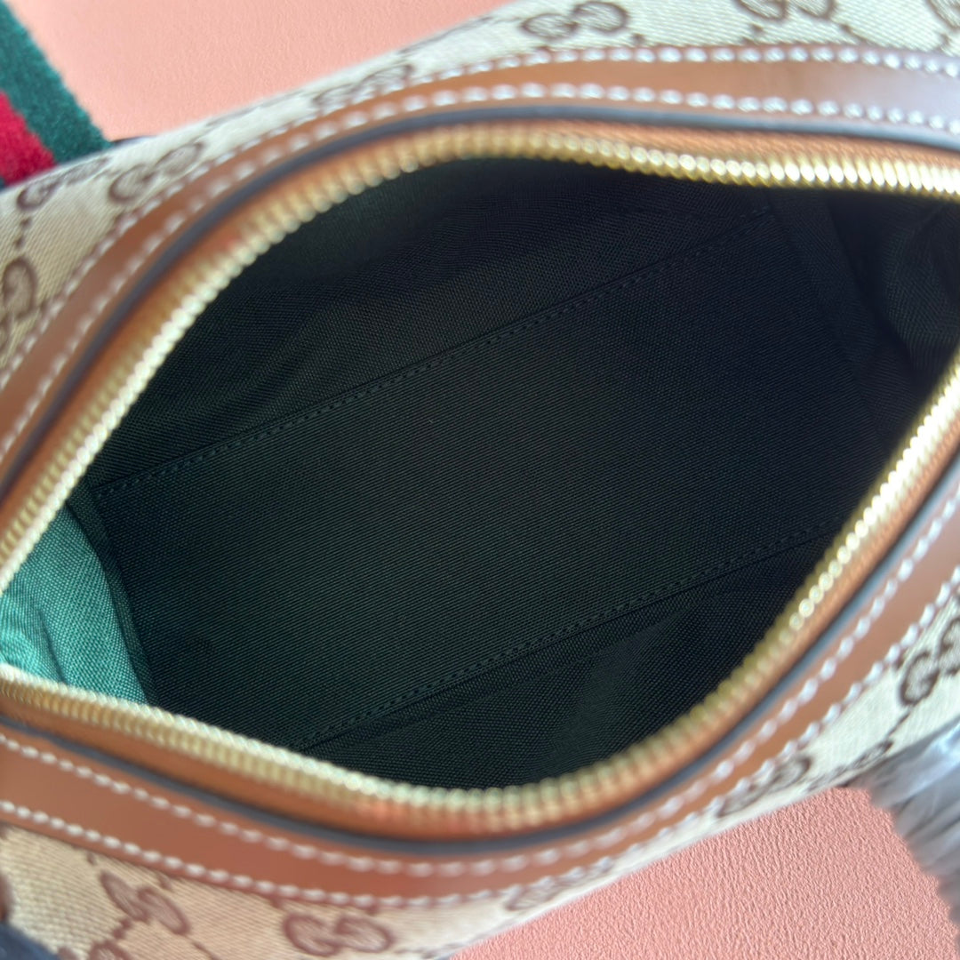 Gucci Boston Bag 20 Brown Beige Denim Leather 285246