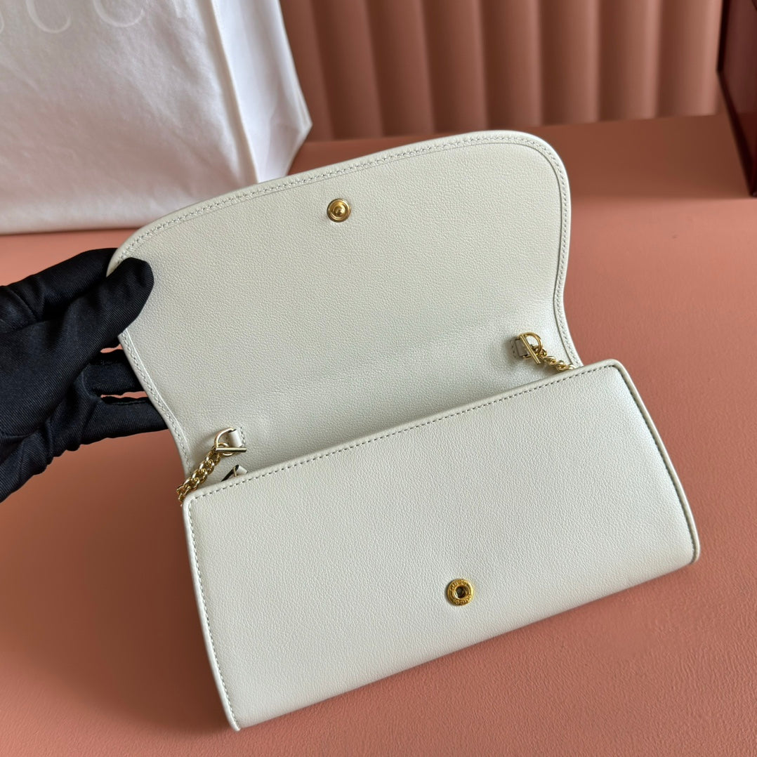 BLONDIE SHOULDER BAG 21 IN WHITE CALFSKIN GOLD HARDWARE