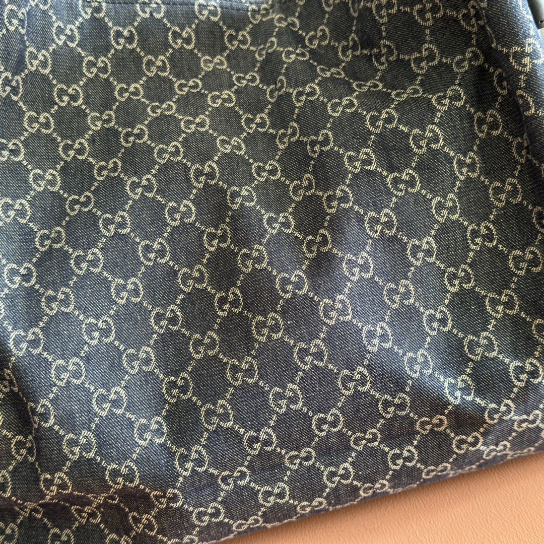 GG Beatrix Large Tote Bag  Beige & Dark Blue GG Monogram Fabric Monogram Fabric