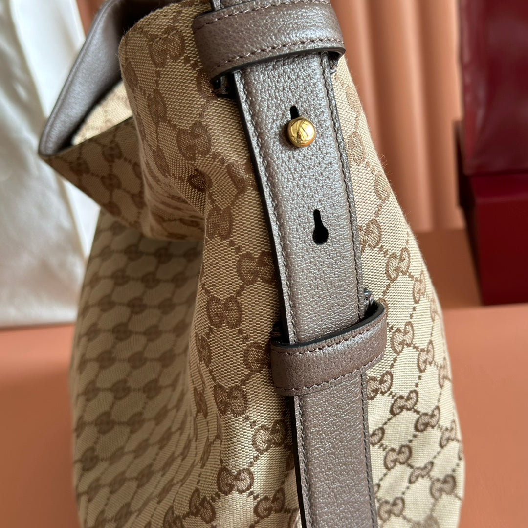 GG Beatrix Large Tote Bag  Beige & Dark Brown GG Monogram Fabric 272142
