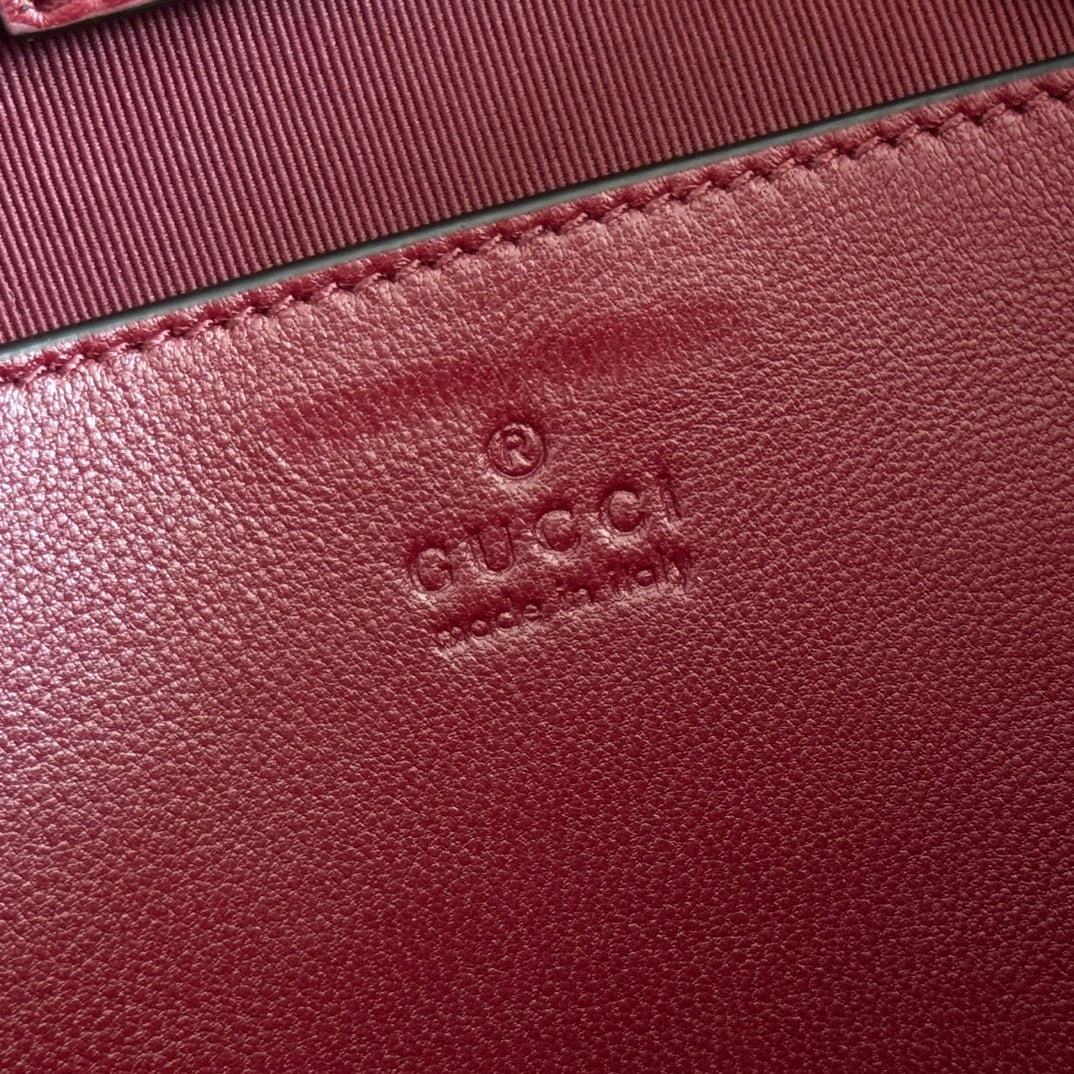Gucci GG Marmont Small Tote Bag Burgundy Quilted Leather