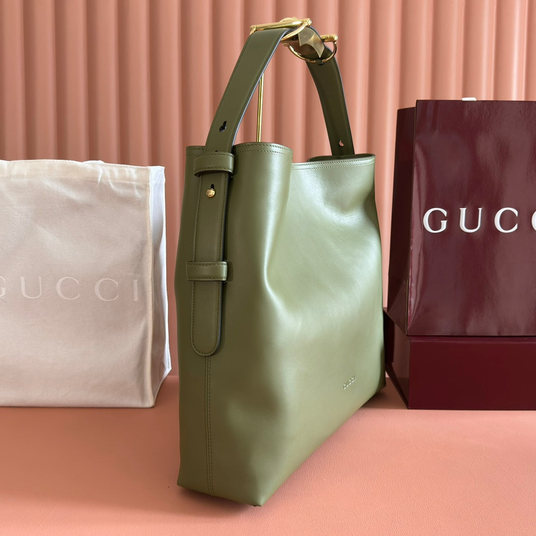 GG Beatrix Large Tote Bag Olive Green Smooth Leather GHW 272148