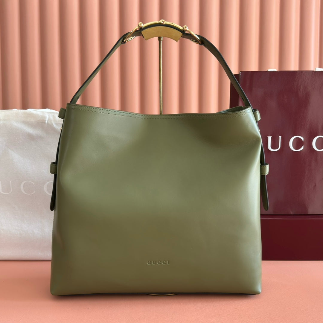 GG Beatrix Large Tote Bag Olive Green Smooth Leather GHW 272148