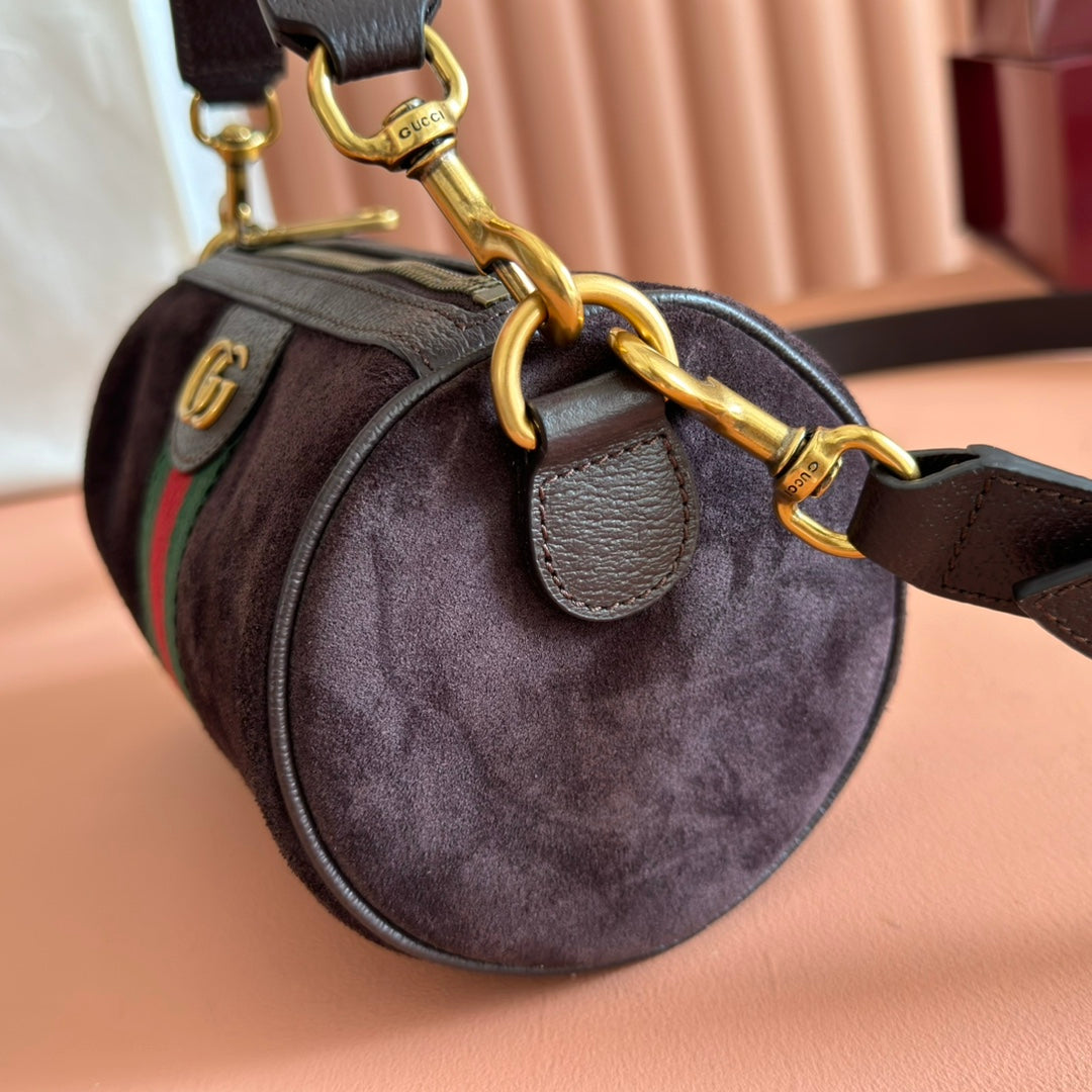 GG AW 25 Ophidia Mini Bag 18.5 Dark Brown Suede