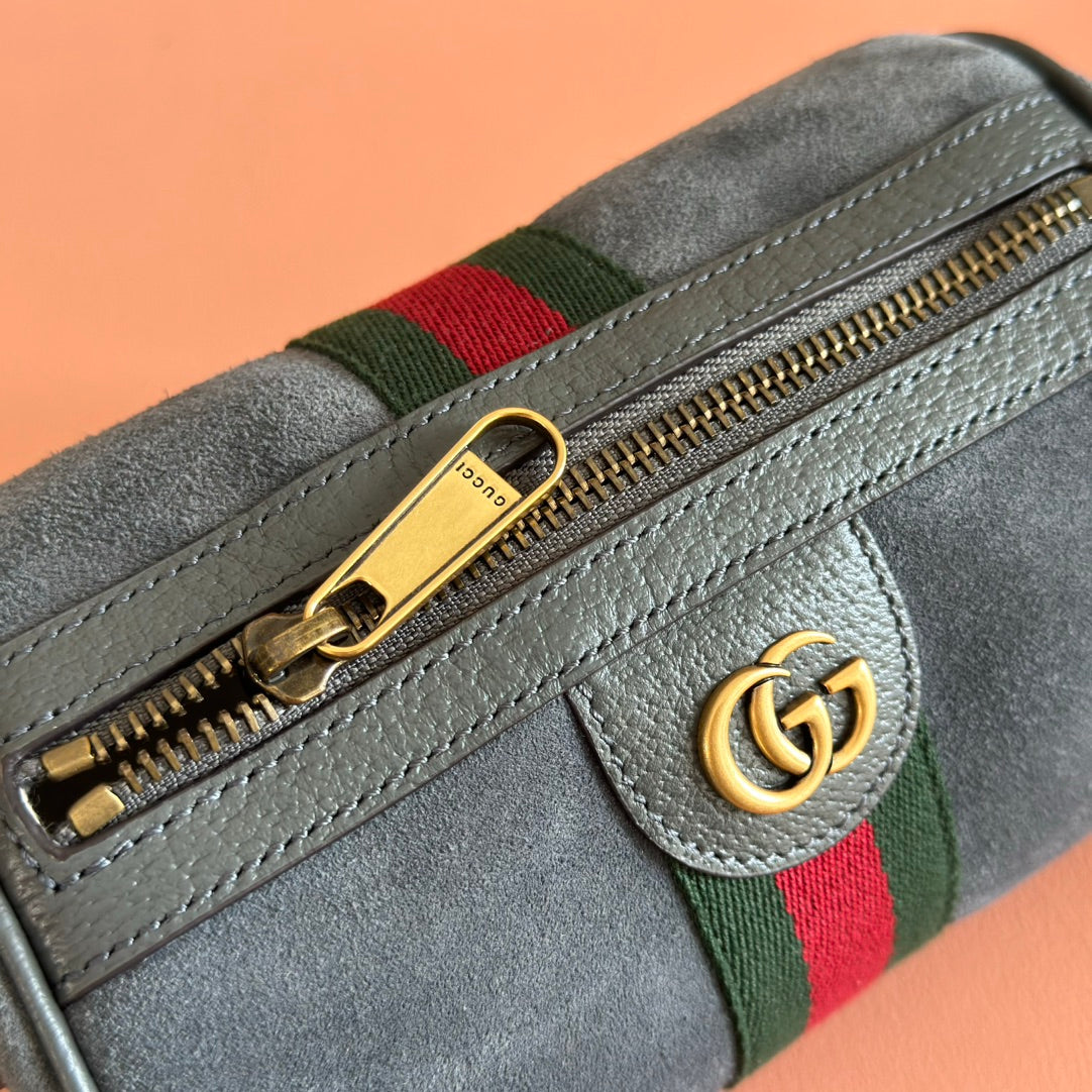 GG AW 25 Ophidia Mini Bag 18.5 Dark Grey Suede