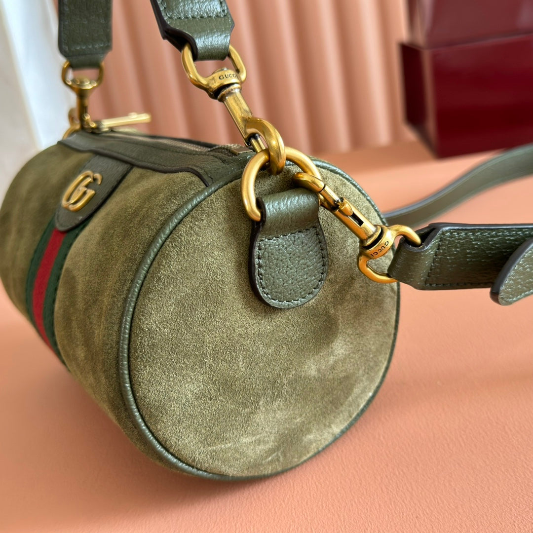 GG AW 25 Ophidia Mini Bag 18.5 Dark Green Suede