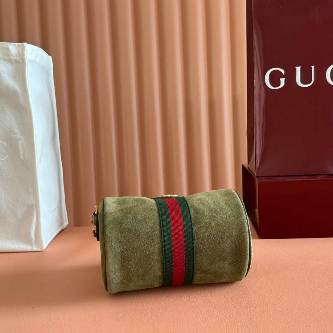 GG AW 25 Ophidia Mini Bag 18.5 Dark Green Suede